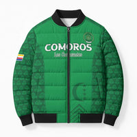 Custom Comoros Football Bomber Puffer Jacket Go Champions Green Les Coelacantes - Wonder Print Shop