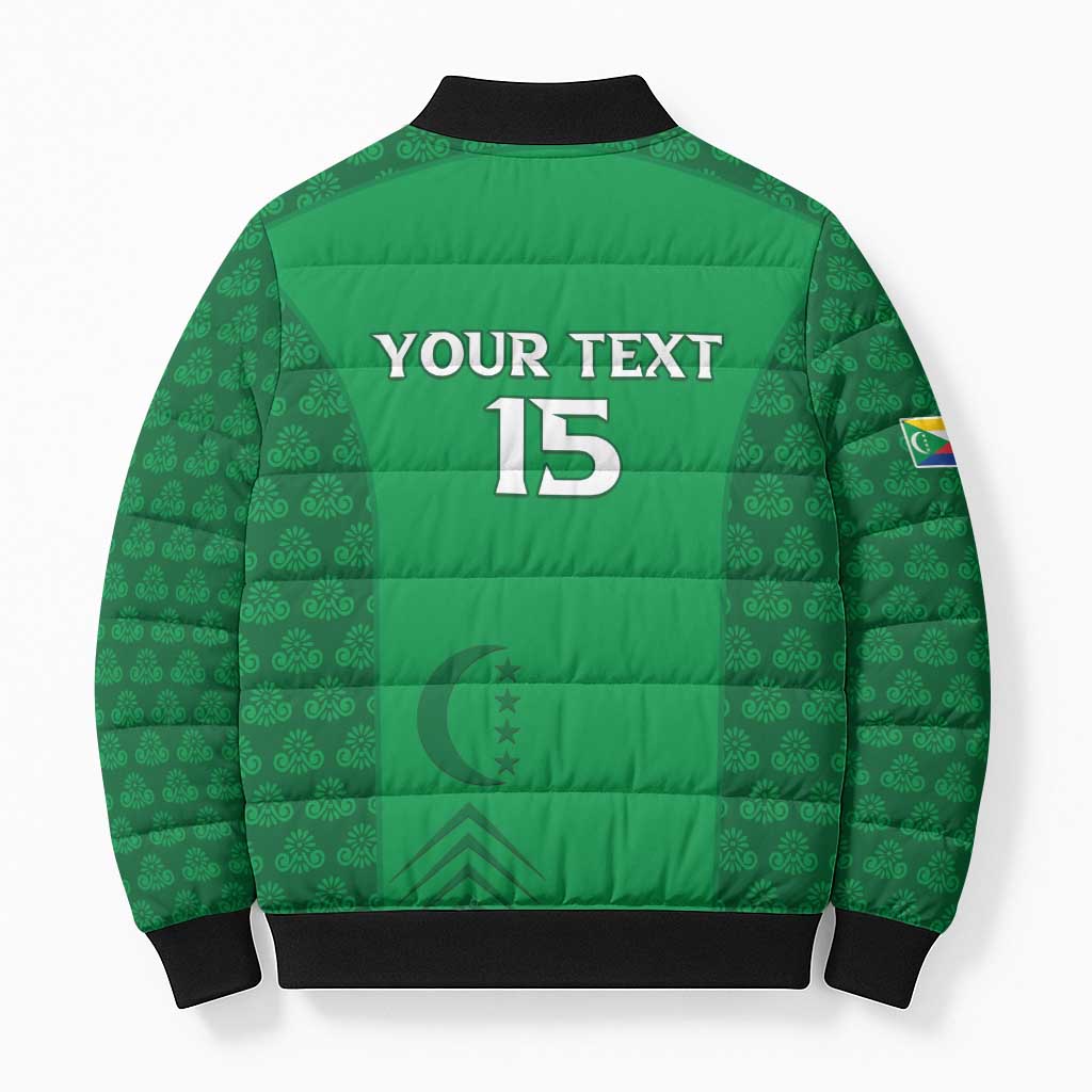 Custom Comoros Football Bomber Puffer Jacket Go Champions Green Les Coelacantes - Wonder Print Shop