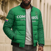 Custom Comoros Football Bomber Puffer Jacket Go Champions Green Les Coelacantes - Wonder Print Shop