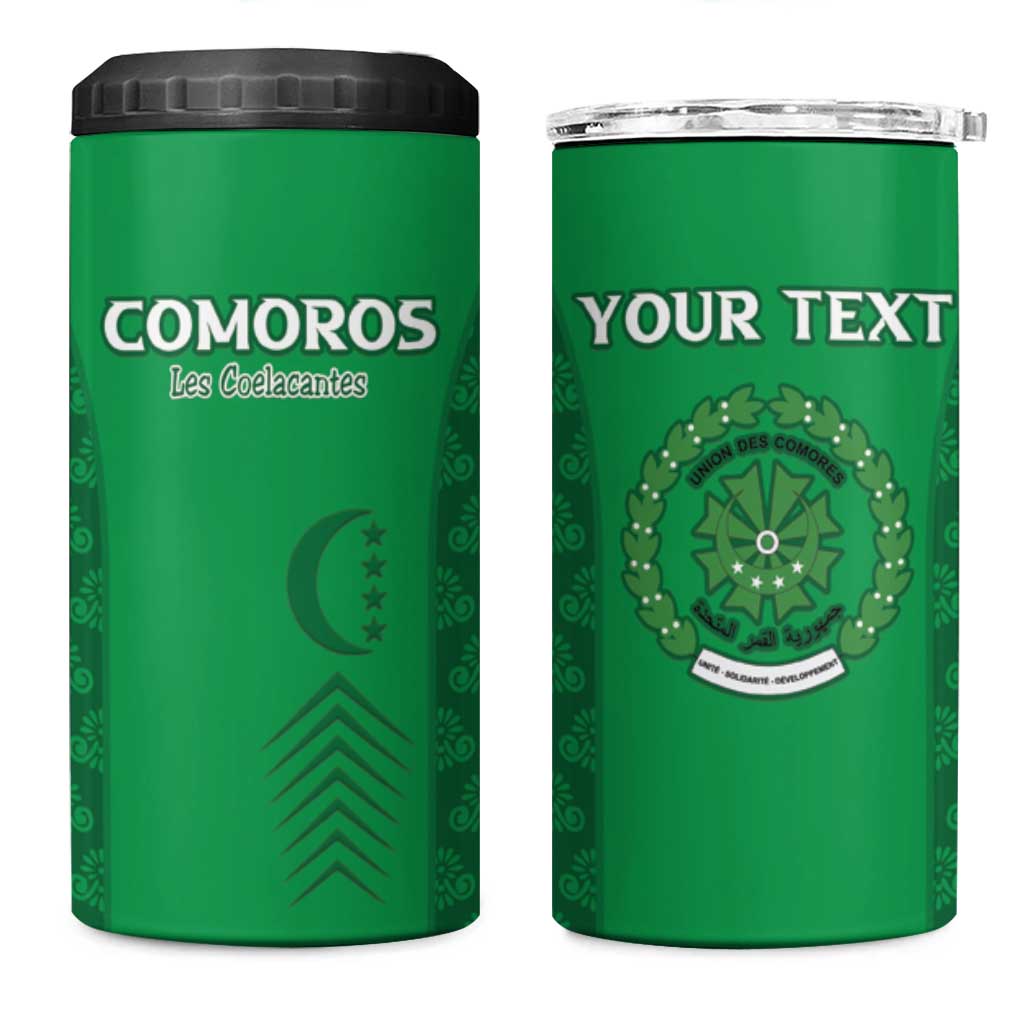 Custom Comoros Football 4 in 1 Can Cooler Tumbler Go Champions Green Les Coelacantes - Wonder Print Shop