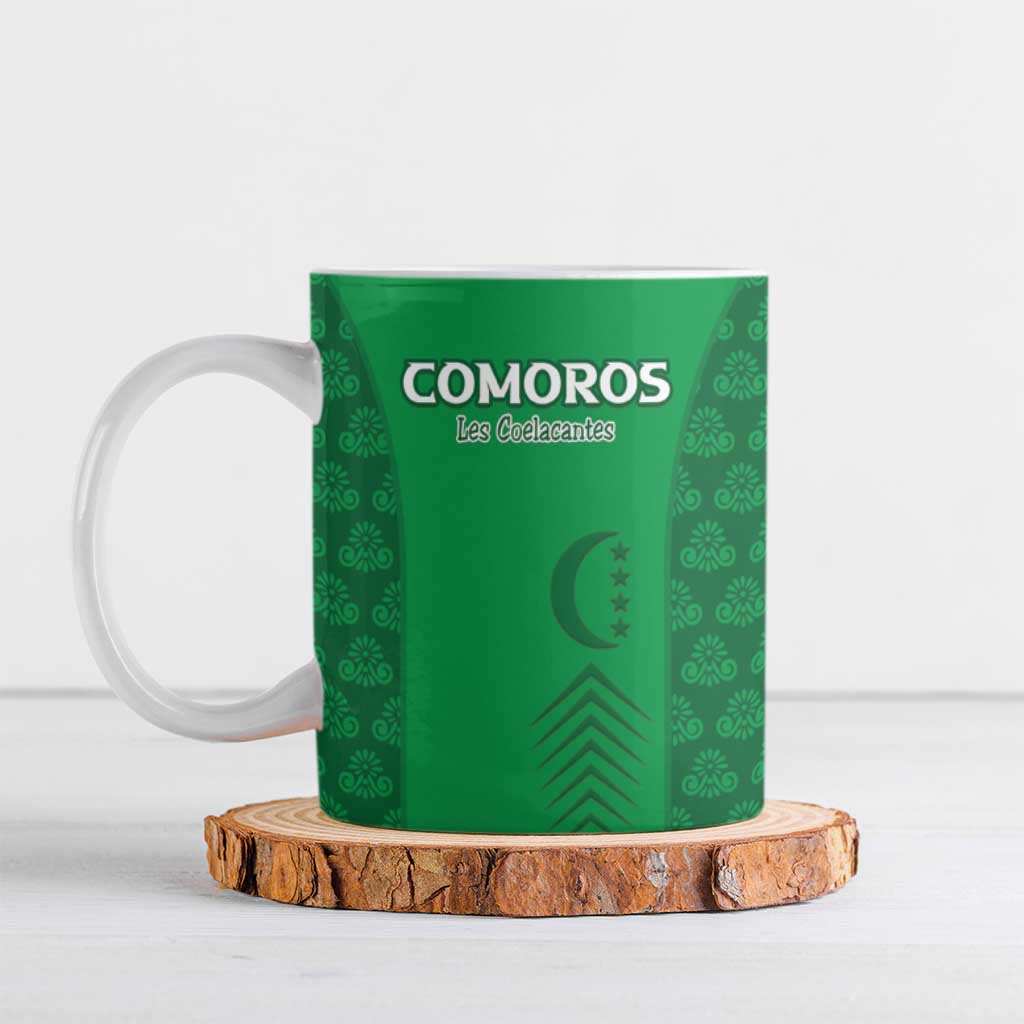 Custom Comoros Football Ceramic Mug Go Champions Green Les Coelacantes - Wonder Print Shop