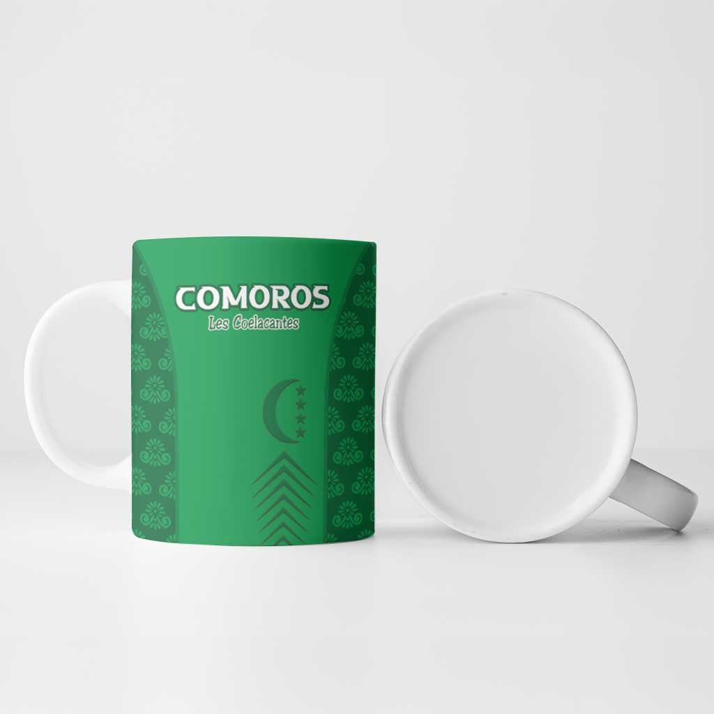 Custom Comoros Football Ceramic Mug Go Champions Green Les Coelacantes - Wonder Print Shop