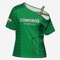 Custom Comoros Football Cross Shoulder Shirt Go Champions Green Les Coelacantes - Wonder Print Shop