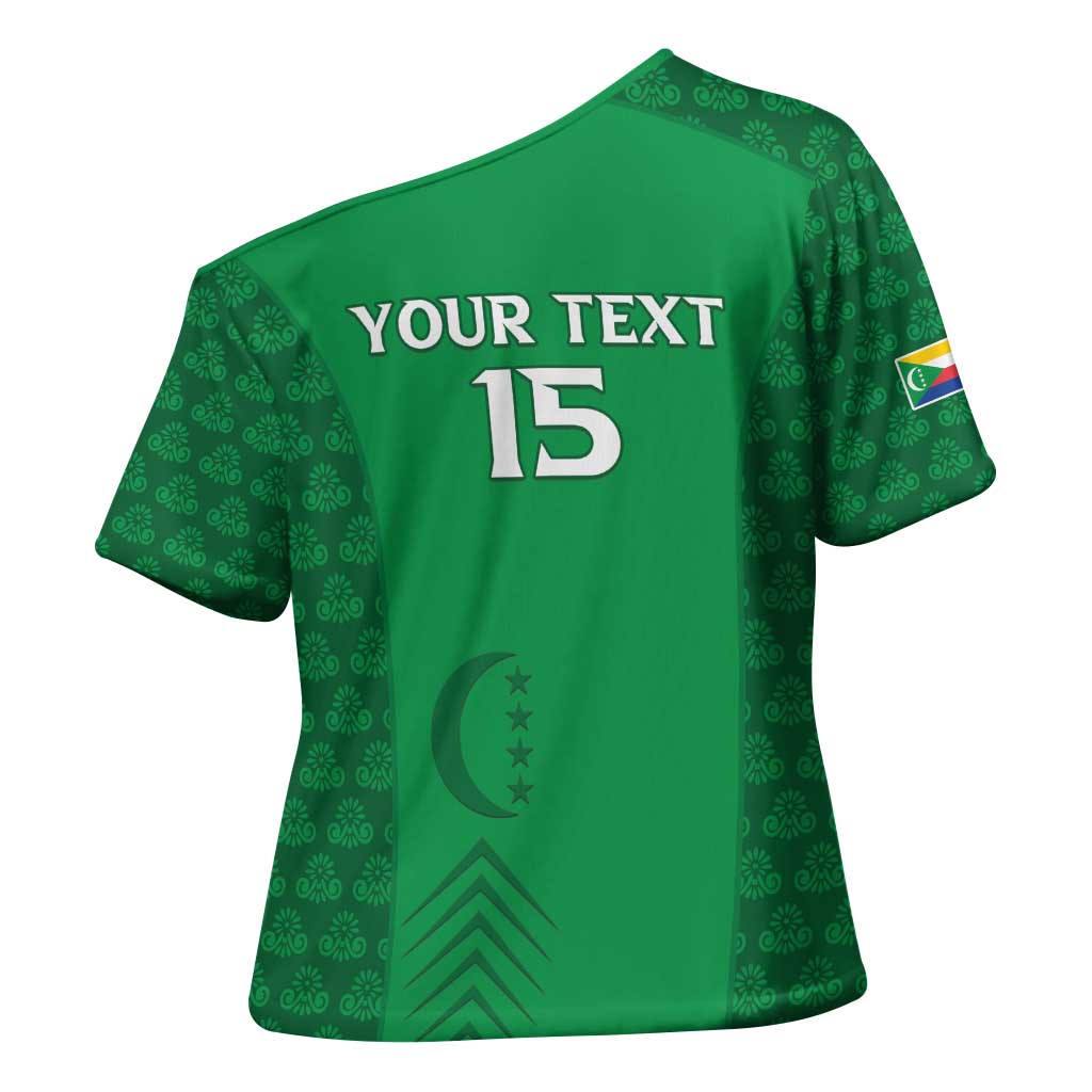 Custom Comoros Football Cross Shoulder Shirt Go Champions Green Les Coelacantes - Wonder Print Shop