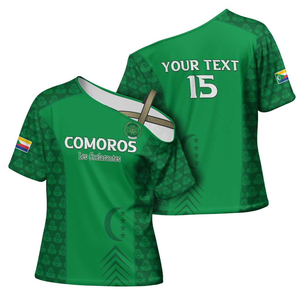 Custom Comoros Football Cross Shoulder Shirt Go Champions Green Les Coelacantes - Wonder Print Shop