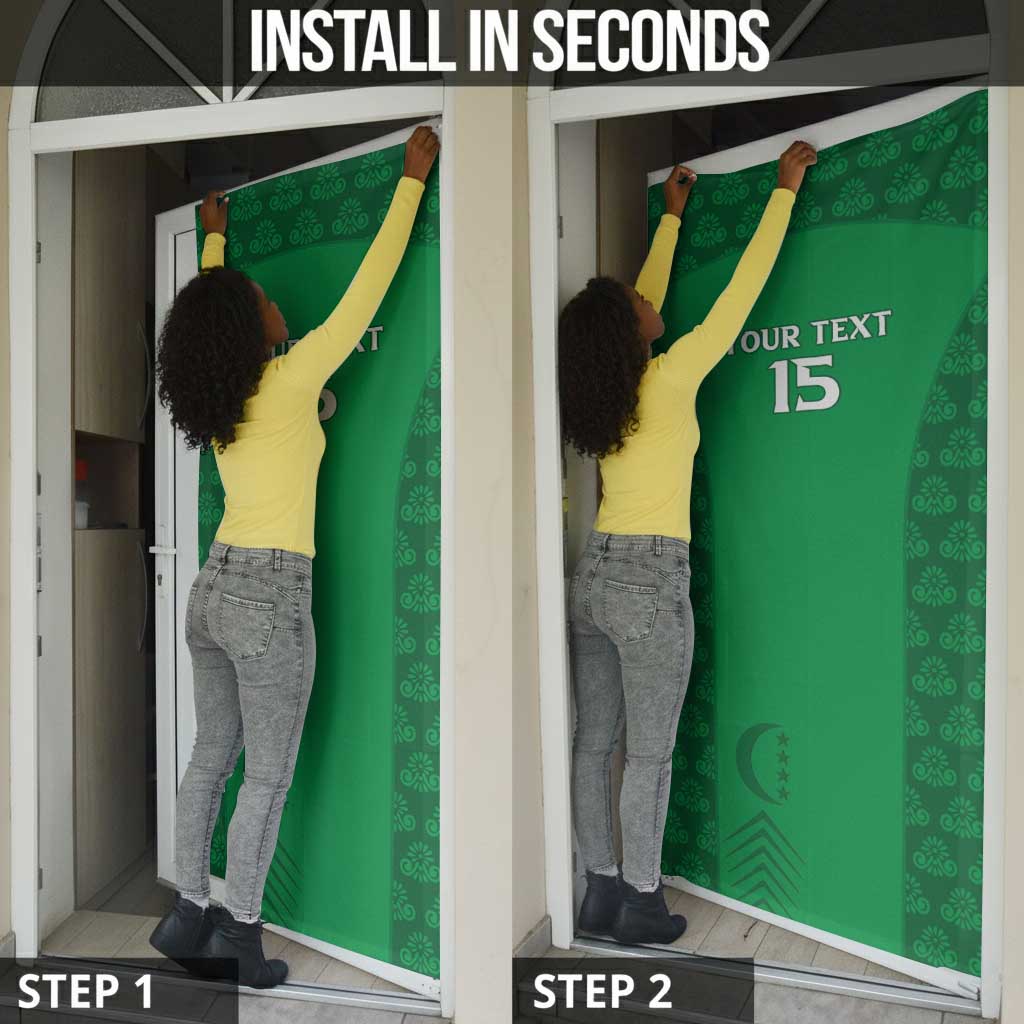 Custom Comoros Football Door Cover Go Champions Green Les Coelacantes - Wonder Print Shop