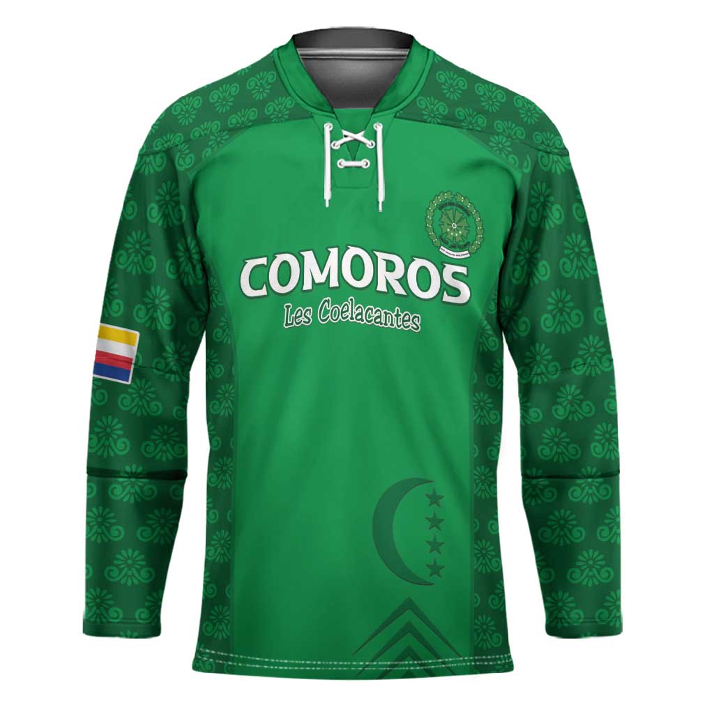 Custom Comoros Football Hockey Jersey Go Champions Green Les Coelacantes - Wonder Print Shop