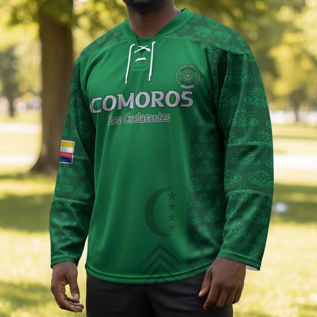 Custom Comoros Football Hockey Jersey Go Champions Green Les Coelacantes - Wonder Print Shop
