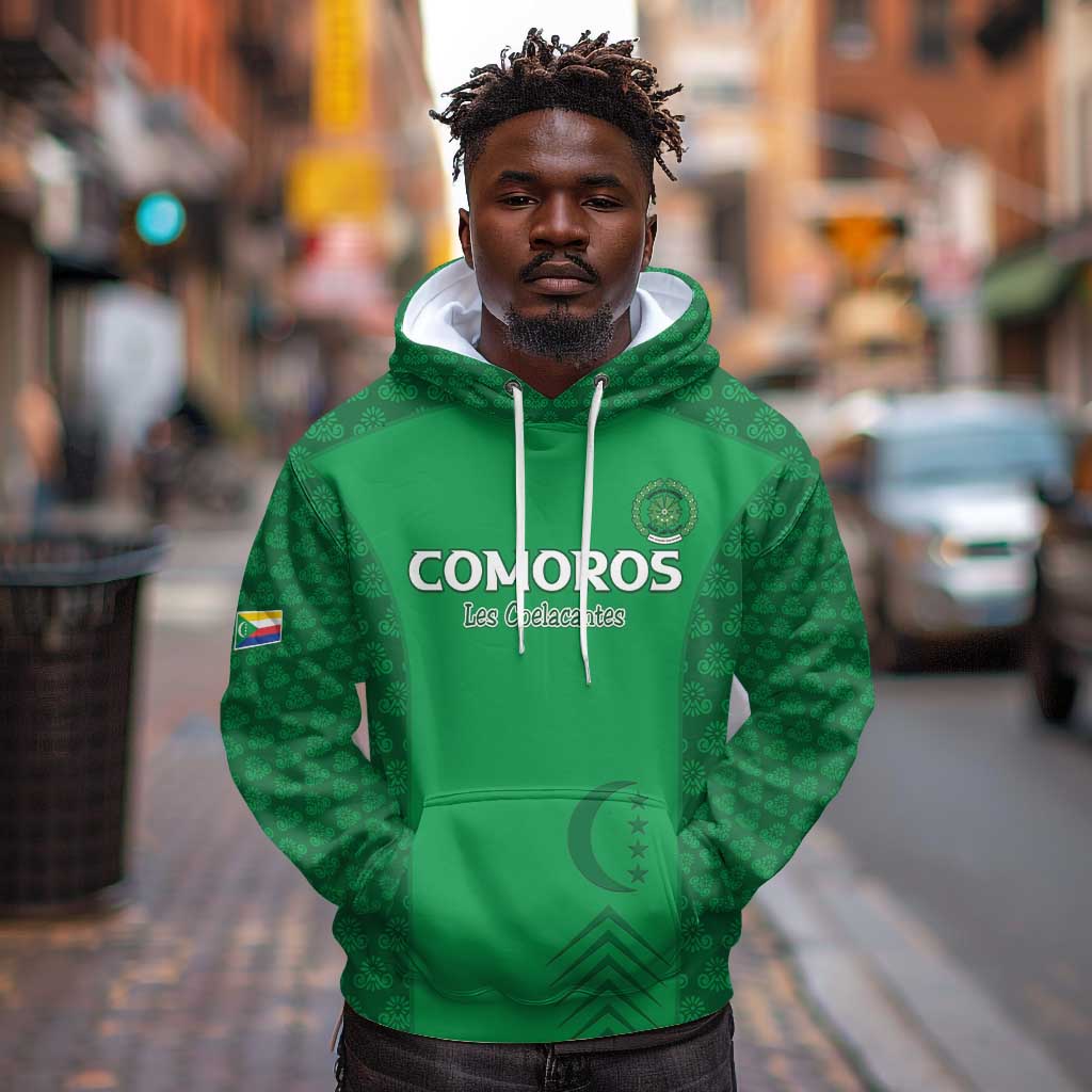 Custom Comoros Football Hoodie Go Champions Green Les Coelacantes - Wonder Print Shop