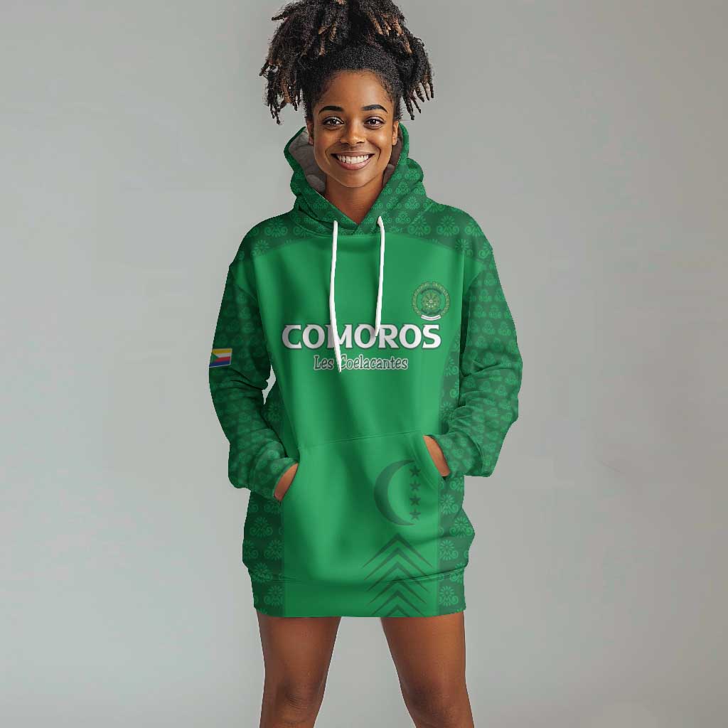 Custom Comoros Football Hoodie Dress Go Champions Green Les Coelacantes - Wonder Print Shop