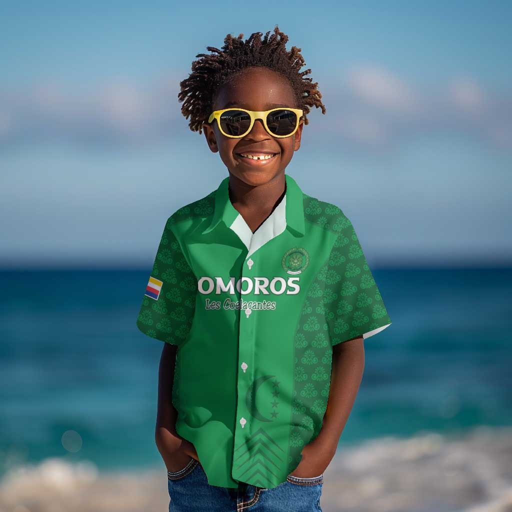 Custom Comoros Football Kid Hawaiian Shirt Go Champions Green Les Coelacantes LT15