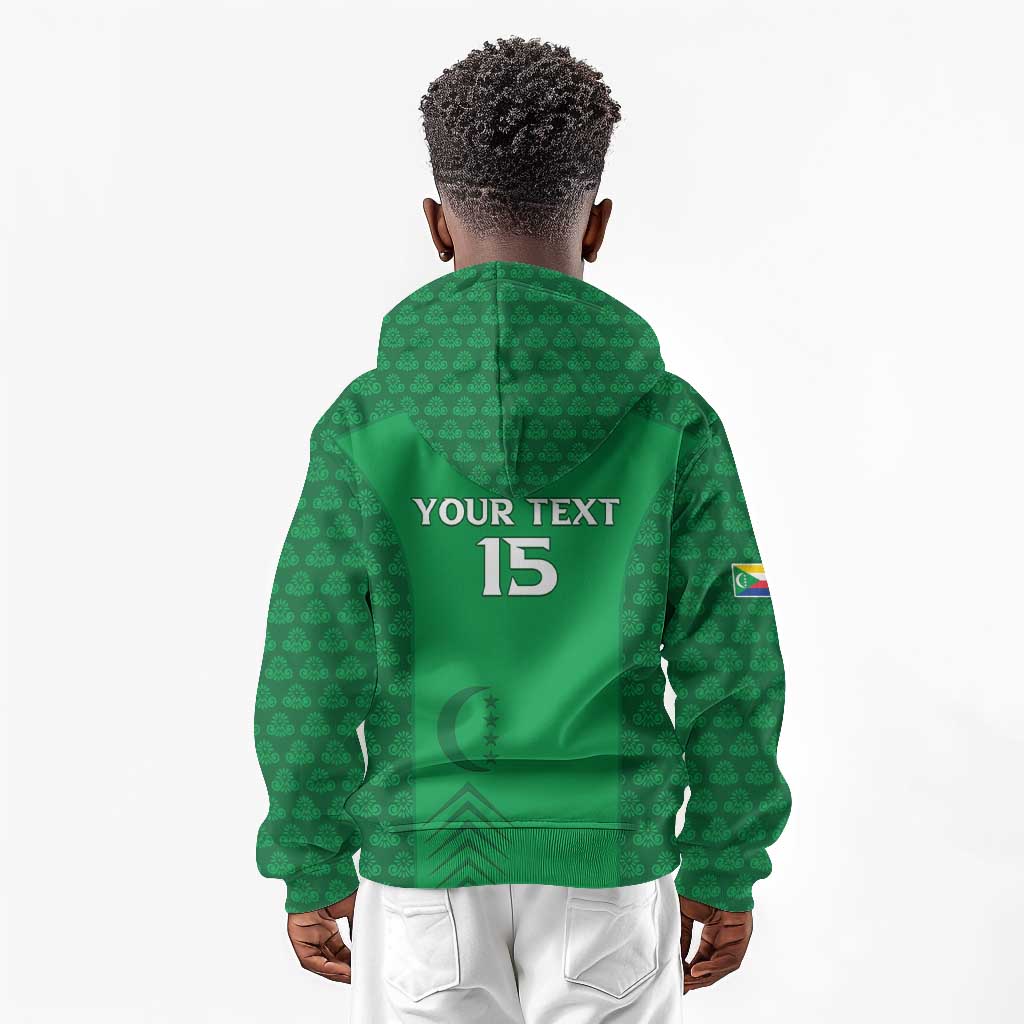 Custom Comoros Football Kid Hoodie Go Champions Green Les Coelacantes - Wonder Print Shop