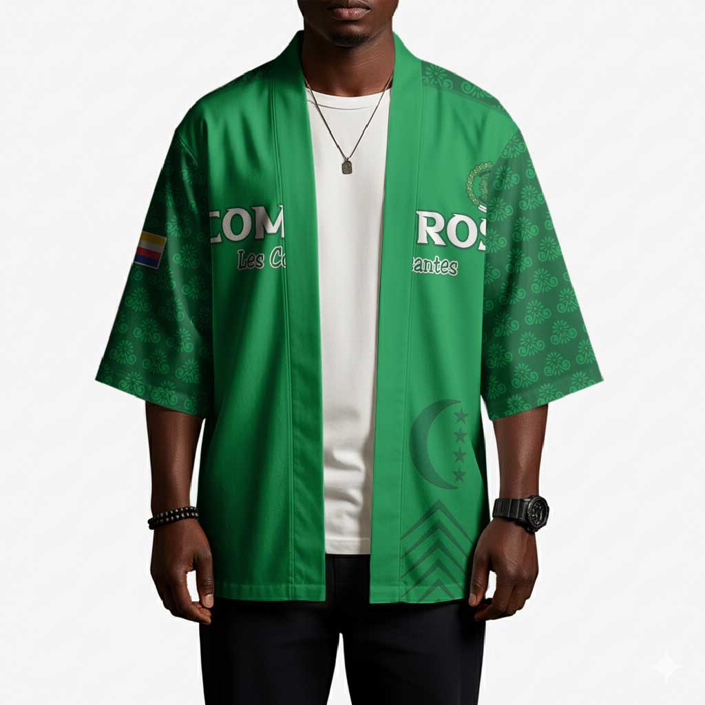 Custom Comoros Football Kimono Go Champions Green Les Coelacantes - Wonder Print Shop