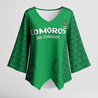 Custom Comoros Football Kimono Sleeve Blouse Go Champions Green Les Coelacantes - Wonder Print Shop