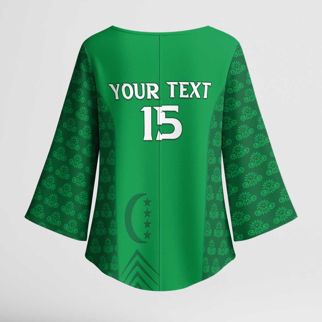 Custom Comoros Football Kimono Sleeve Blouse Go Champions Green Les Coelacantes - Wonder Print Shop