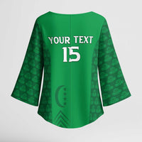 Custom Comoros Football Kimono Sleeve Blouse Go Champions Green Les Coelacantes - Wonder Print Shop
