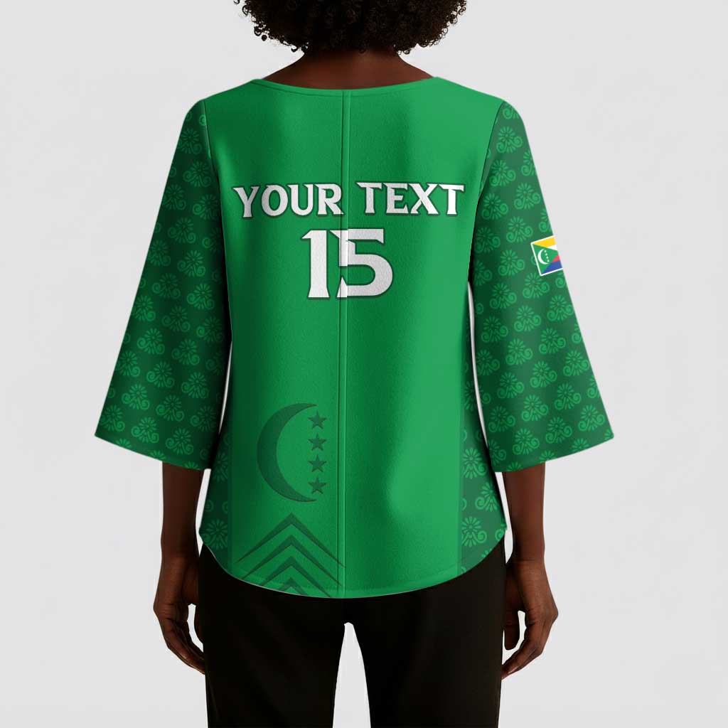Custom Comoros Football Kimono Sleeve Blouse Go Champions Green Les Coelacantes - Wonder Print Shop
