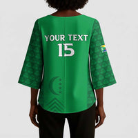 Custom Comoros Football Kimono Sleeve Blouse Go Champions Green Les Coelacantes - Wonder Print Shop