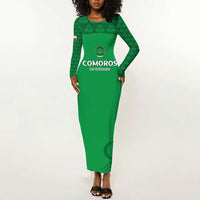 Custom Comoros Football Long Sleeve Bodycon Dress Go Champions Green Les Coelacantes - Wonder Print Shop