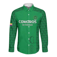 Custom Comoros Football Long Sleeve Button Shirt Go Champions Green Les Coelacantes - Wonder Print Shop