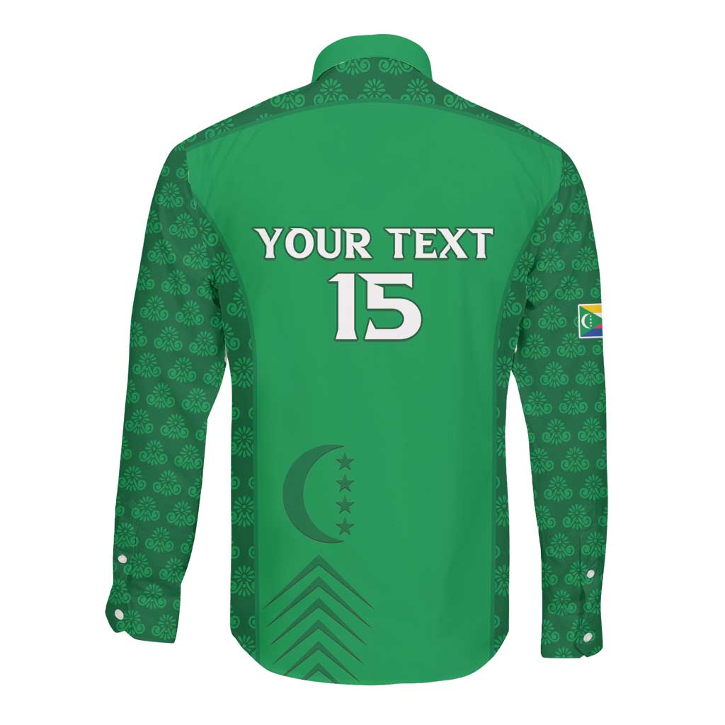 Custom Comoros Football Long Sleeve Button Shirt Go Champions Green Les Coelacantes - Wonder Print Shop