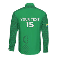 Custom Comoros Football Long Sleeve Button Shirt Go Champions Green Les Coelacantes - Wonder Print Shop