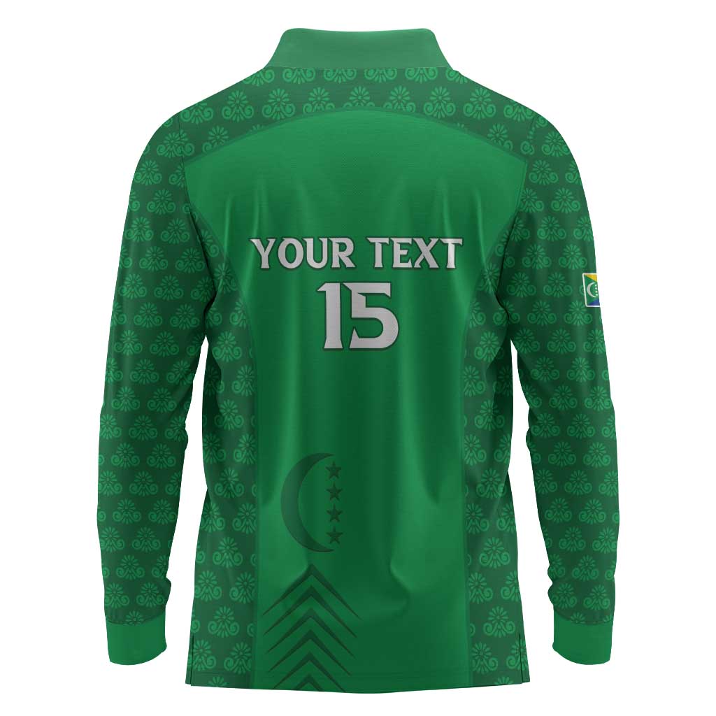 Custom Comoros Football Long Sleeve Polo Shirt Go Champions Green Les Coelacantes - Wonder Print Shop