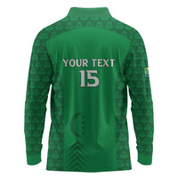 Custom Comoros Football Long Sleeve Polo Shirt Go Champions Green Les Coelacantes - Wonder Print Shop