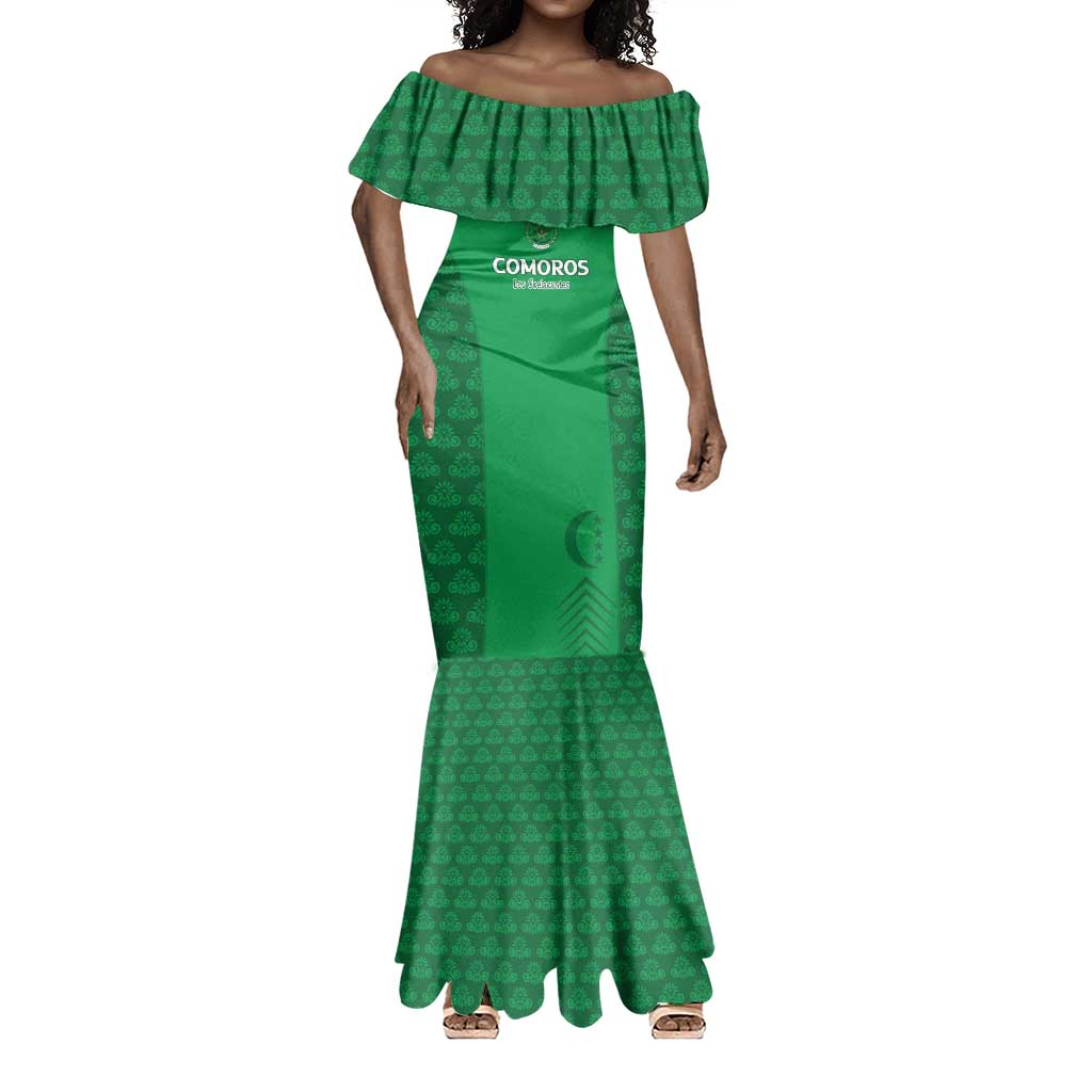 Custom Comoros Football Mermaid Dress Go Champions Green Les Coelacantes LT15