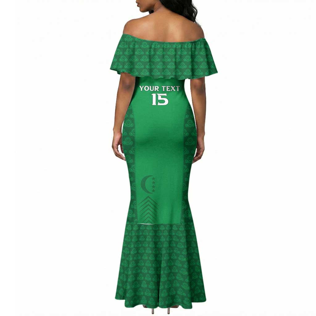 Custom Comoros Football Mermaid Dress Go Champions Green Les Coelacantes LT15