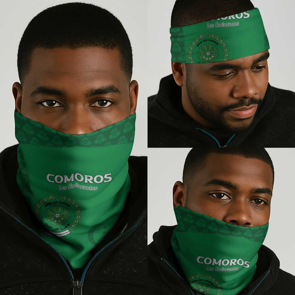 Comoros Football Neck Gaiter Go Champions Green Les Coelacantes - Wonder Print Shop