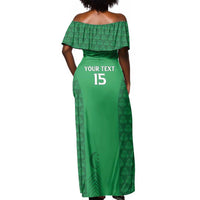 Custom Comoros Football Off Shoulder Maxi Dress Go Champions Green Les Coelacantes - Wonder Print Shop