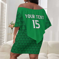 Custom Comoros Football Off Shoulder Short Dress Go Champions Green Les Coelacantes - Wonder Print Shop