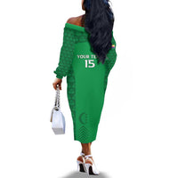 Custom Comoros Football Off The Shoulder Long Sleeve Dress Go Champions Green Les Coelacantes - Wonder Print Shop