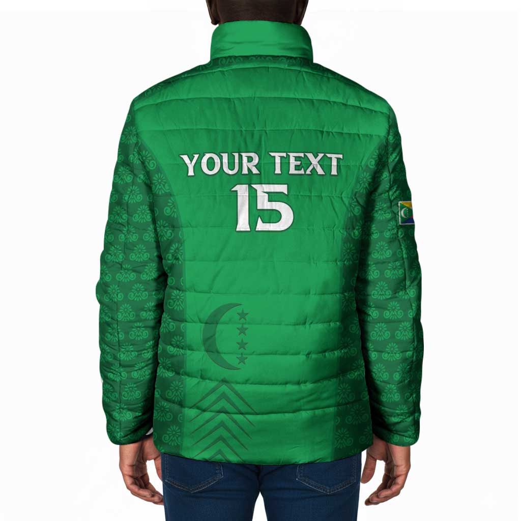 Custom Comoros Football Padded Jacket Go Champions Green Les Coelacantes - Wonder Print Shop