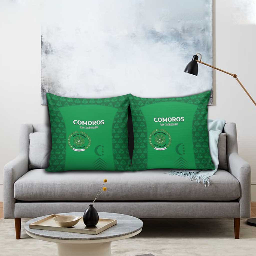 Comoros Football Pillow Cover Go Champions Green Les Coelacantes - Wonder Print Shop