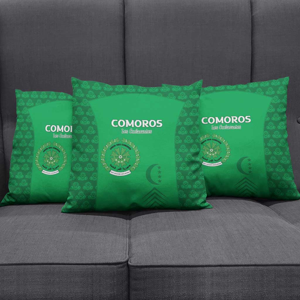 Comoros Football Pillow Cover Go Champions Green Les Coelacantes - Wonder Print Shop