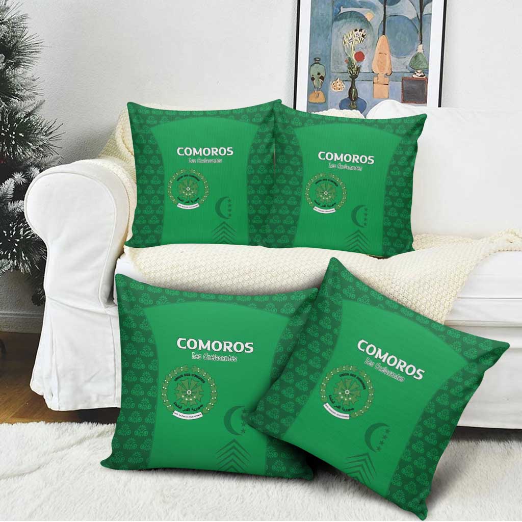Comoros Football Pillow Cover Go Champions Green Les Coelacantes - Wonder Print Shop