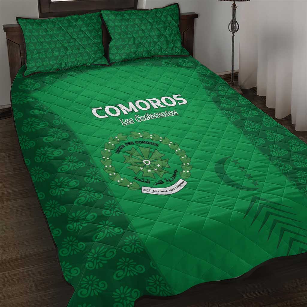 Comoros Football Quilt Bed Set Go Champions Green Les Coelacantes - Wonder Print Shop