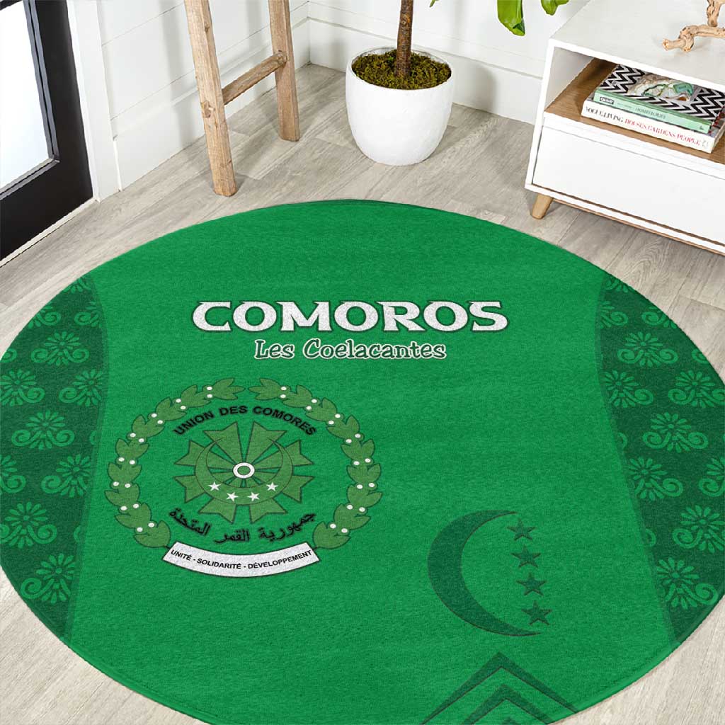 Comoros Football Round Carpet Go Champions Green Les Coelacantes - Wonder Print Shop