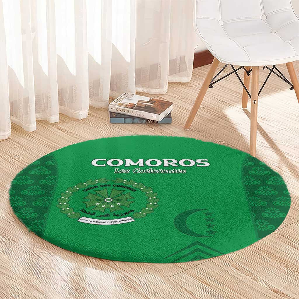 Comoros Football Round Carpet Go Champions Green Les Coelacantes - Wonder Print Shop