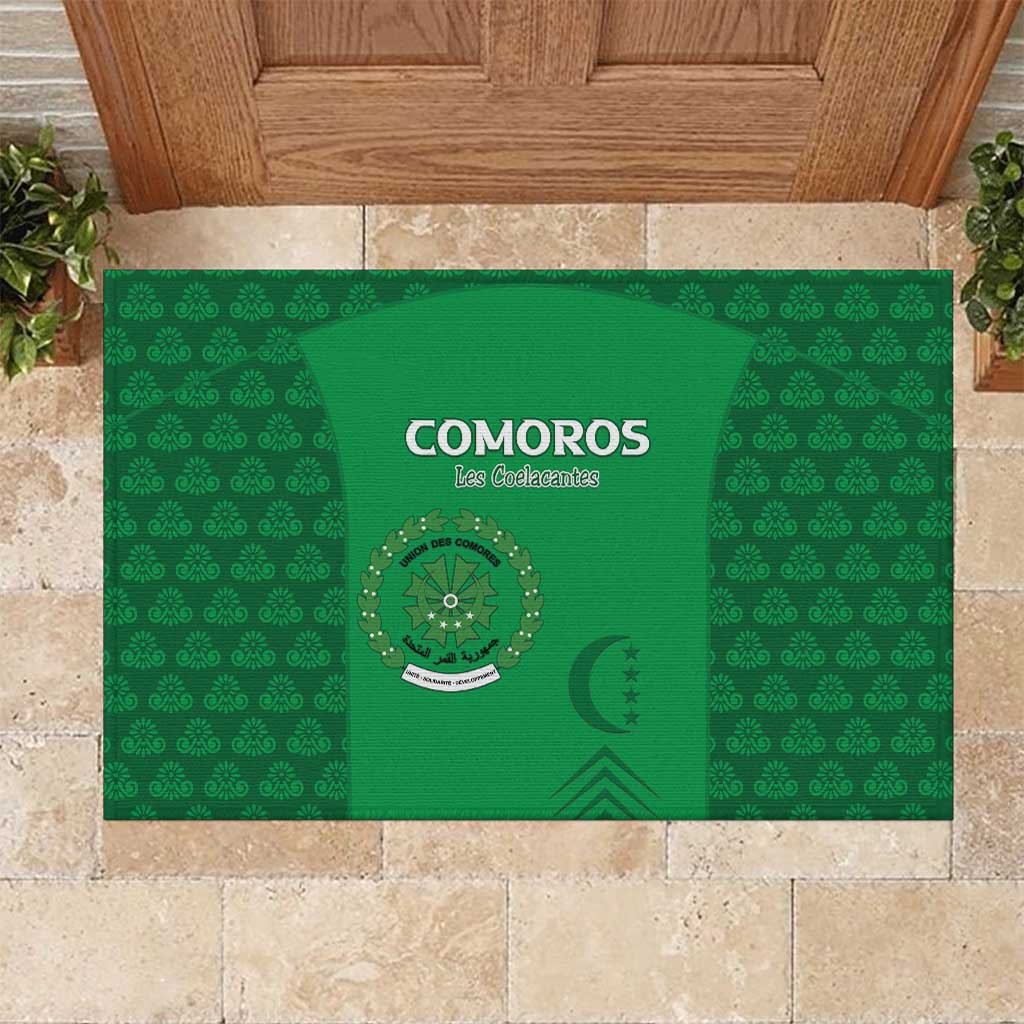 Comoros Football Rubber Doormat Go Champions Green Les Coelacantes - Wonder Print Shop