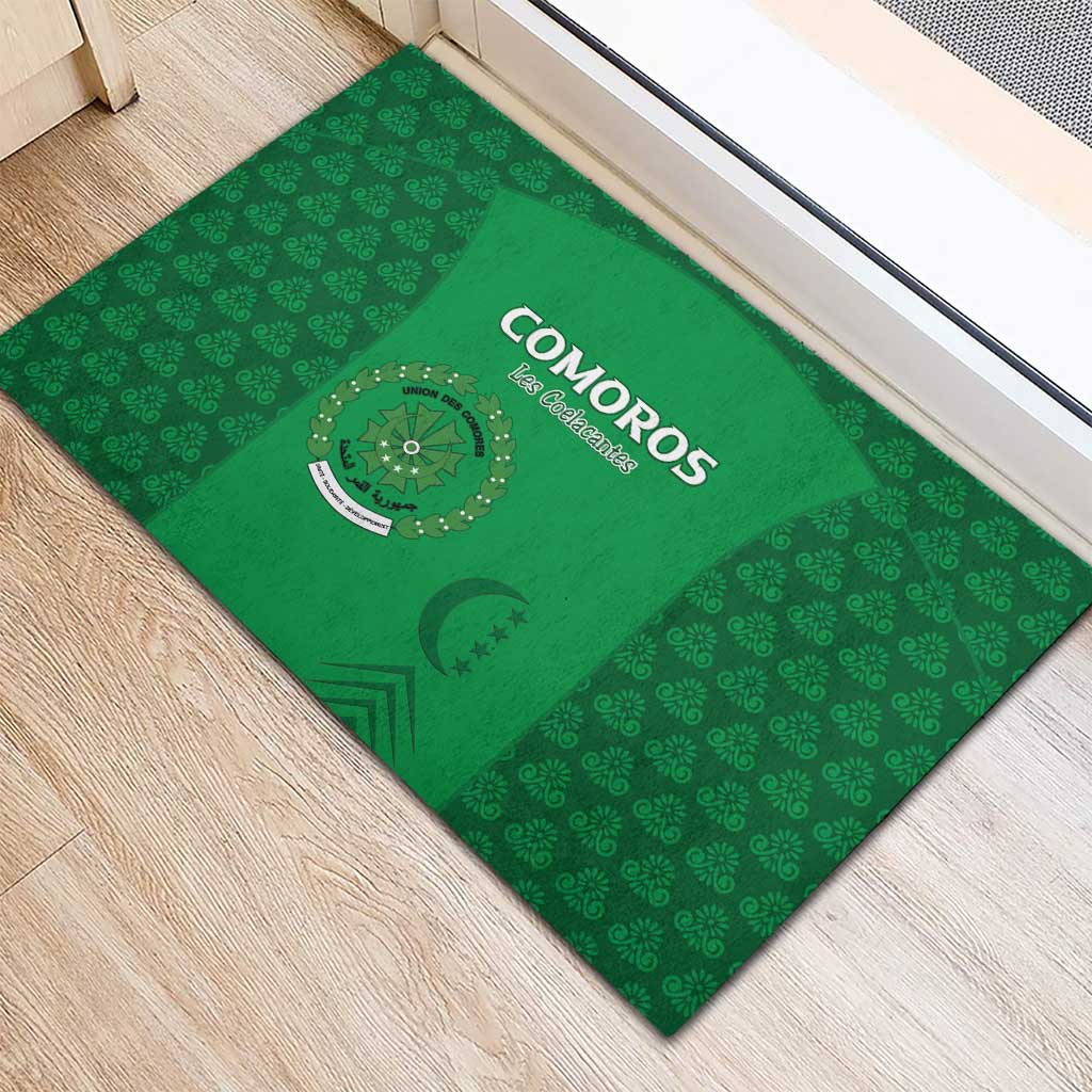 Comoros Football Rubber Doormat Go Champions Green Les Coelacantes - Wonder Print Shop