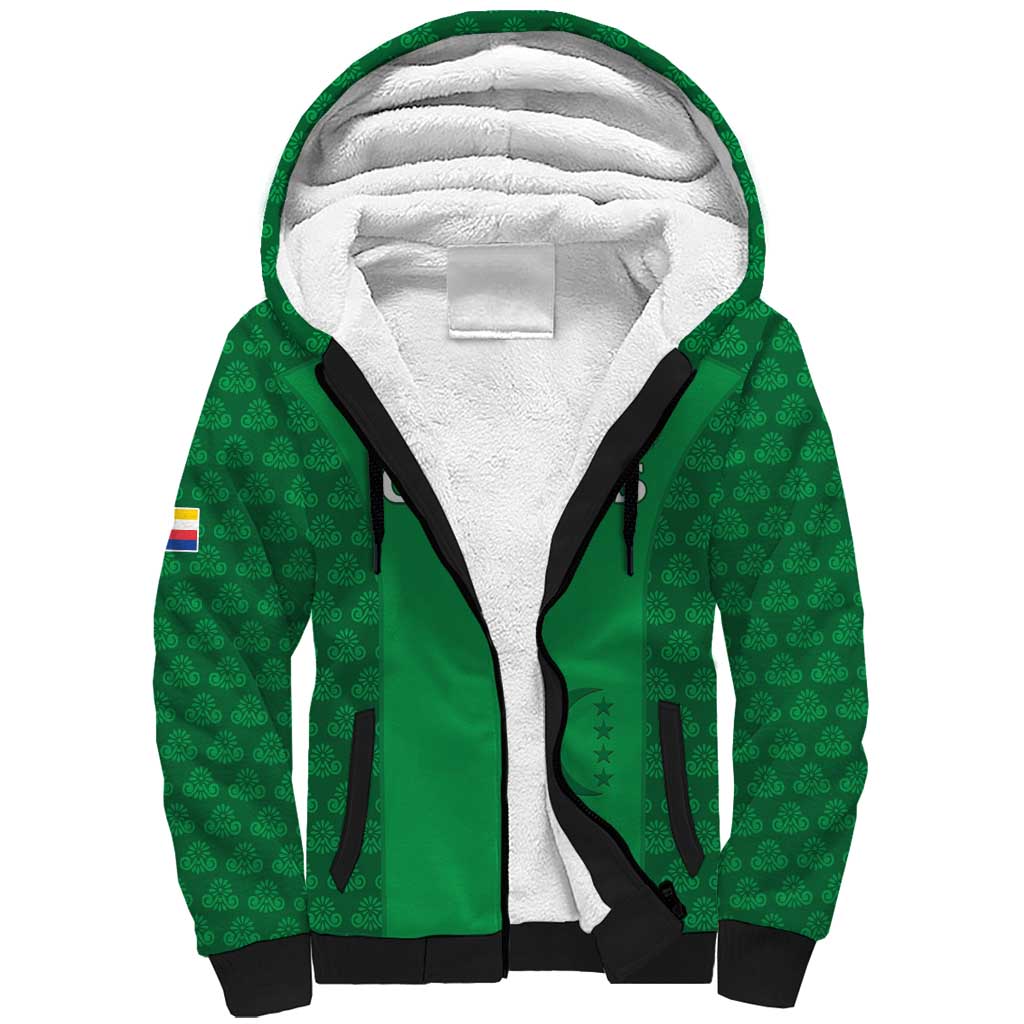 Custom Comoros Football Sherpa Hoodie Go Champions Green Les Coelacantes - Wonder Print Shop