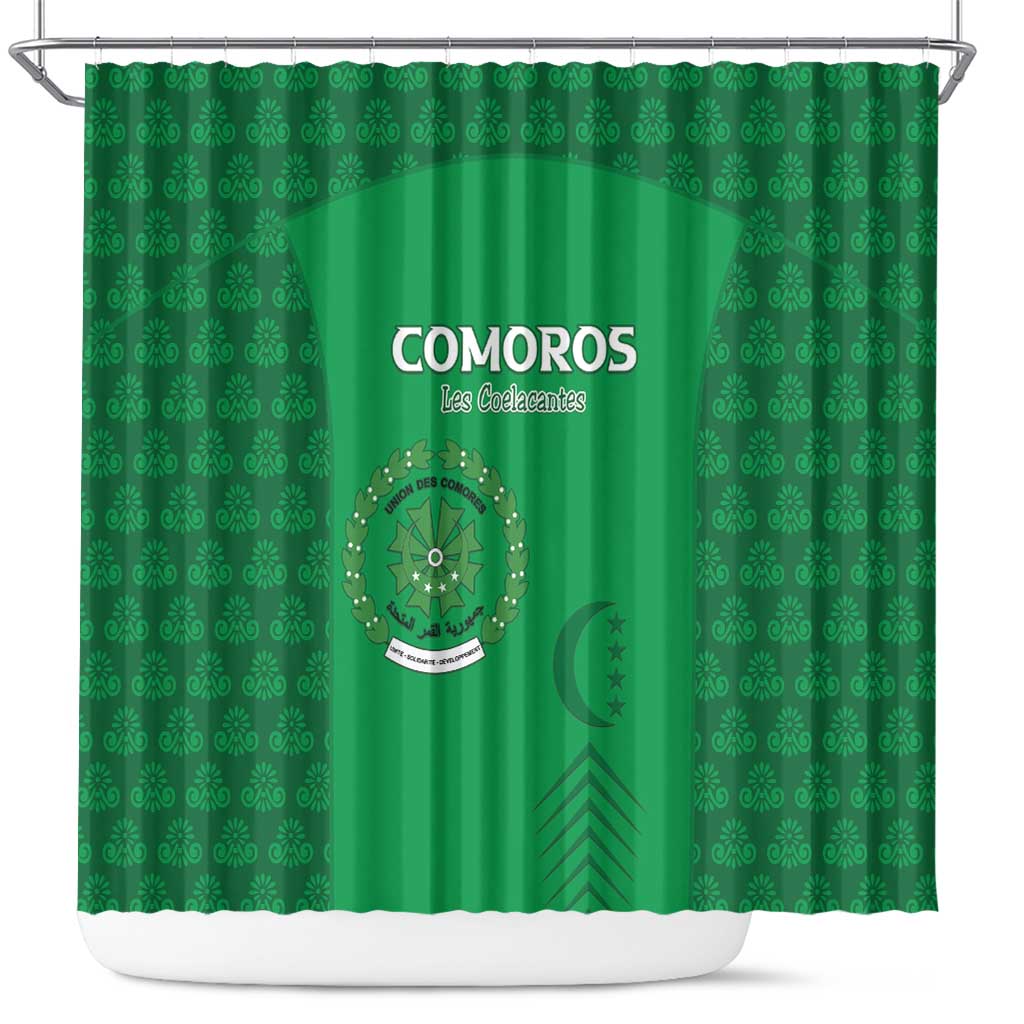 Comoros Football Shower Curtain Go Champions Green Les Coelacantes - Wonder Print Shop