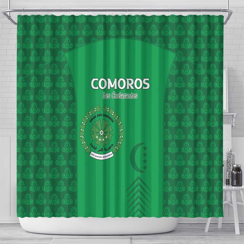 Comoros Football Shower Curtain Go Champions Green Les Coelacantes - Wonder Print Shop