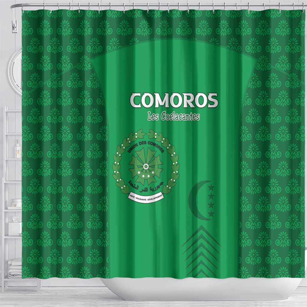 Comoros Football Shower Curtain Go Champions Green Les Coelacantes - Wonder Print Shop