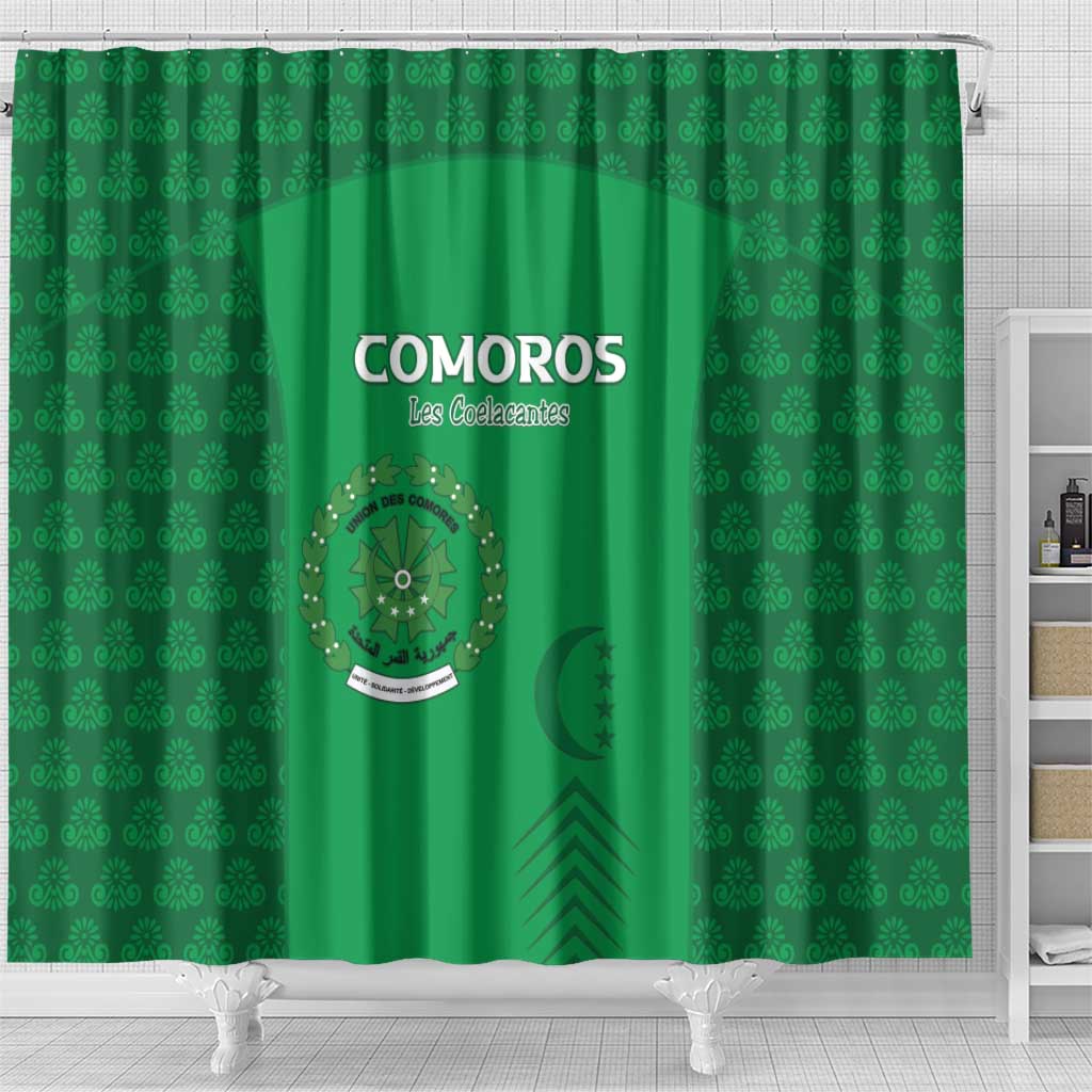 Comoros Football Shower Curtain Go Champions Green Les Coelacantes - Wonder Print Shop