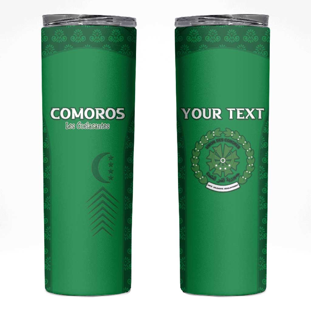Custom Comoros Football Skinny Tumbler Go Champions Green Les Coelacantes - Wonder Print Shop