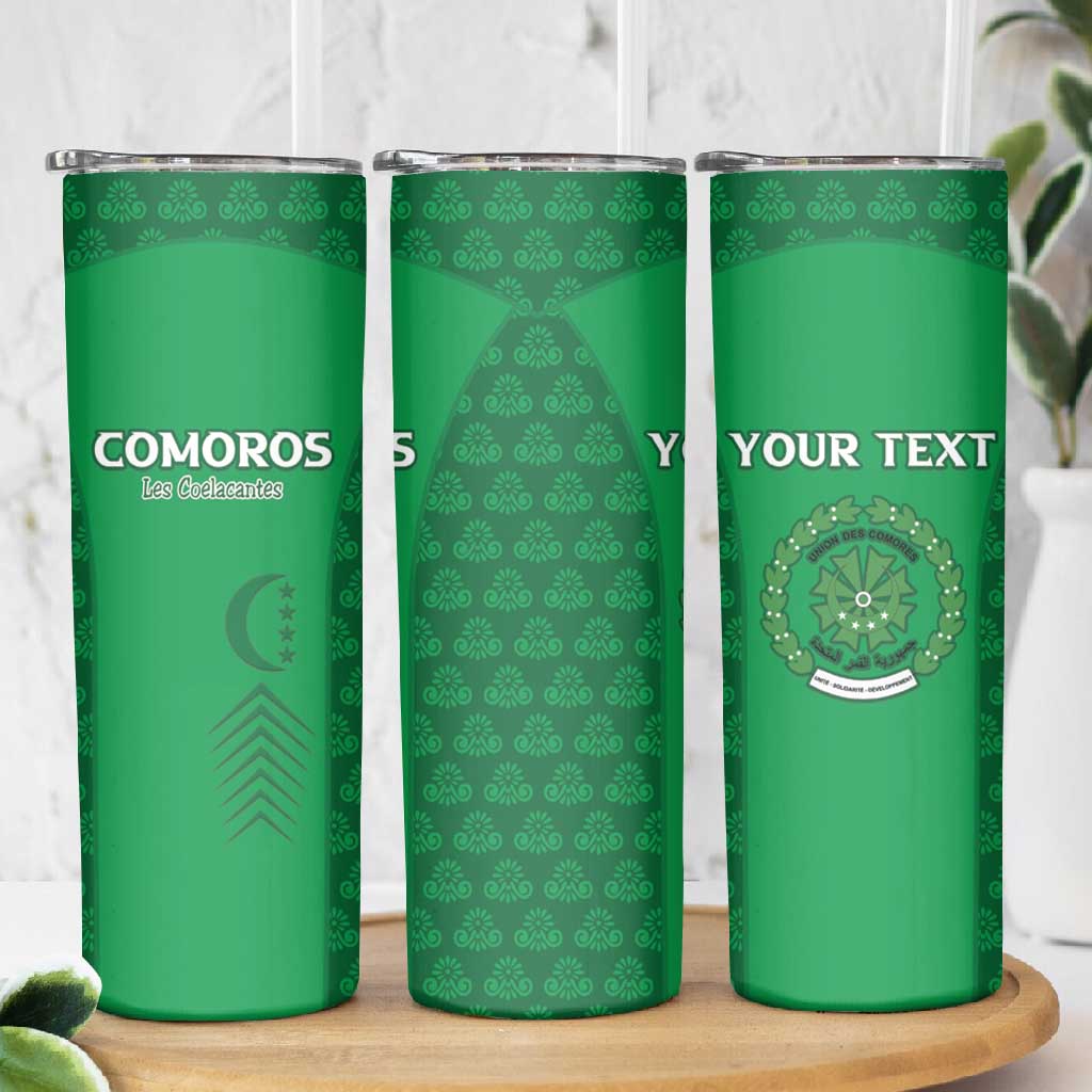 Custom Comoros Football Skinny Tumbler Go Champions Green Les Coelacantes - Wonder Print Shop